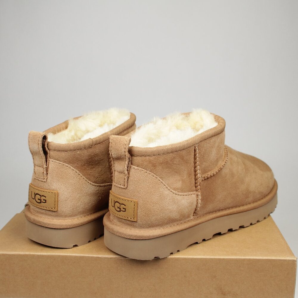 UGG Women's Classic Ultra Mini Chestnut New With Box Lightweight Sheepskin Boot - Picture 2 of 4